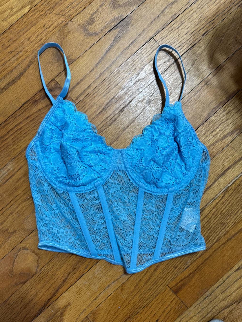 NWOT Lace Longline Bralette - Bright Blue (Never Worn)